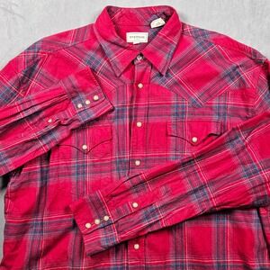 Stetson Western Pearl Snap Shirt Mens XL Red Plaid Long Sleeve Cotton Rodeo